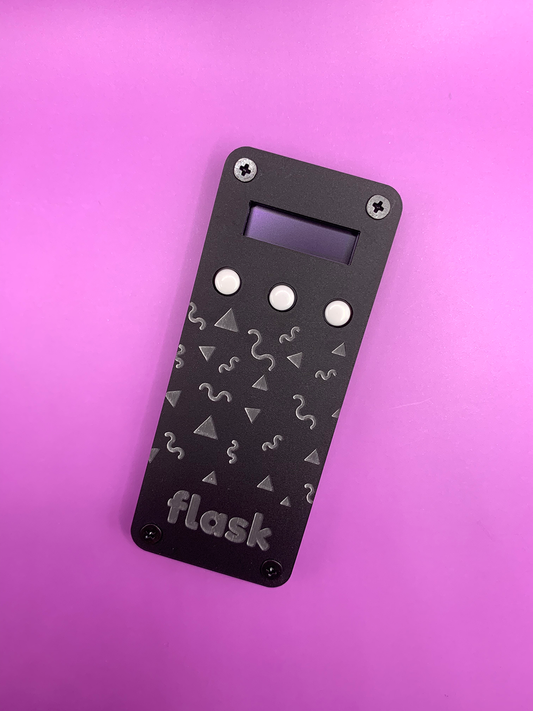 Black 90s Design Flask with White Buttons