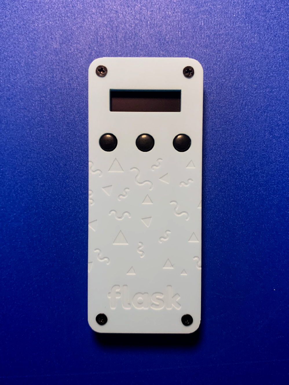 Pastel Blue 90s Design Flask with Black Buttons