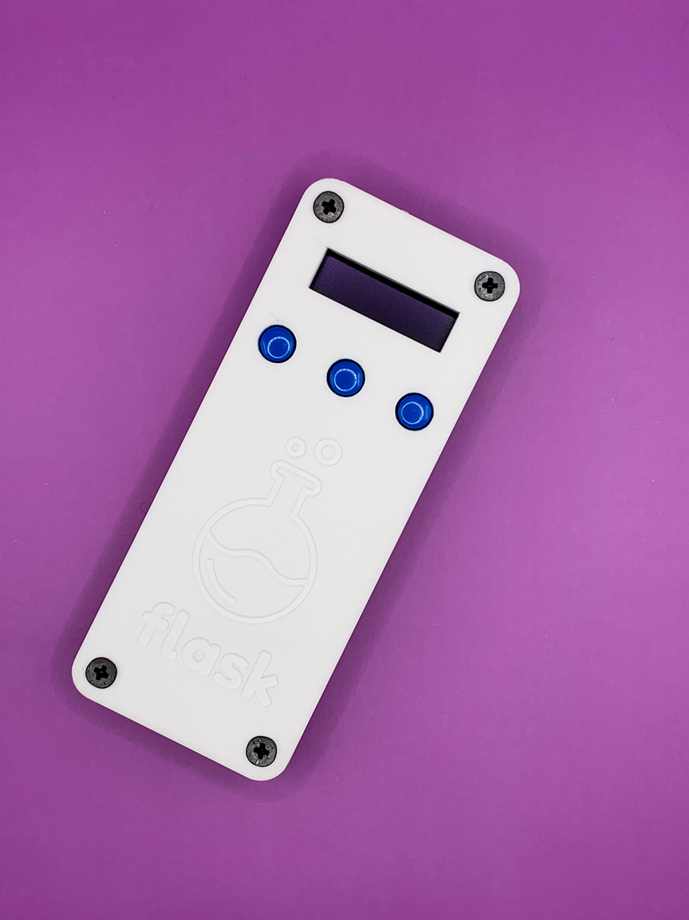 White Flask with Blue Buttons