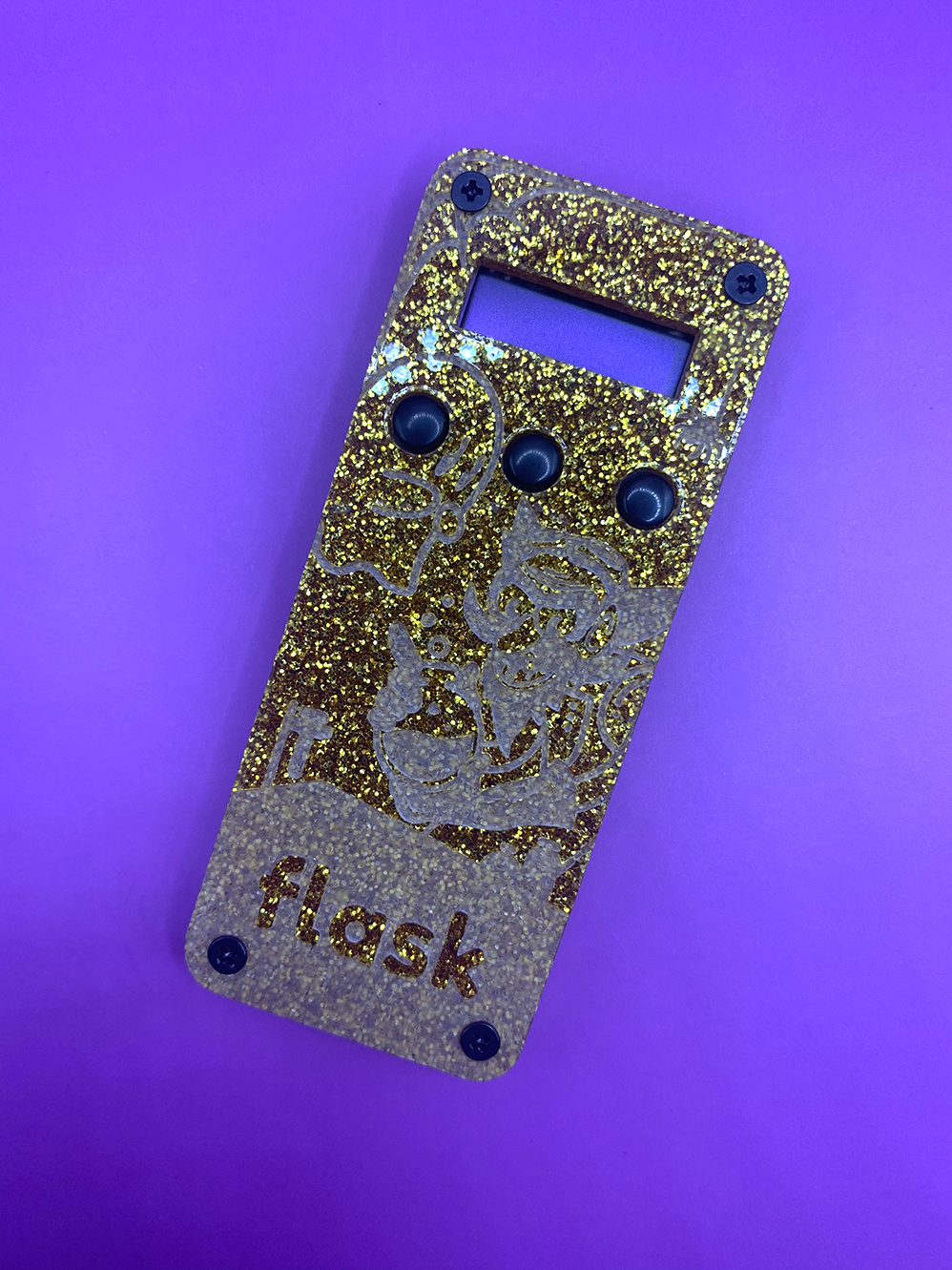 Gold Glitter Artwork Flask