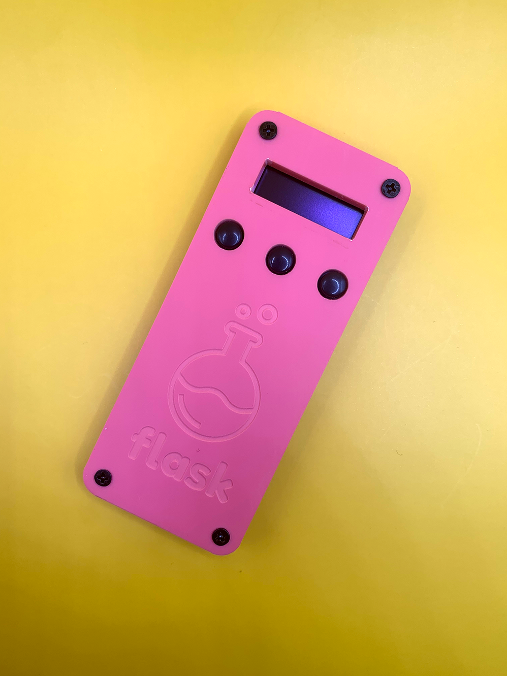 Pastel Red Flask with Black Buttons