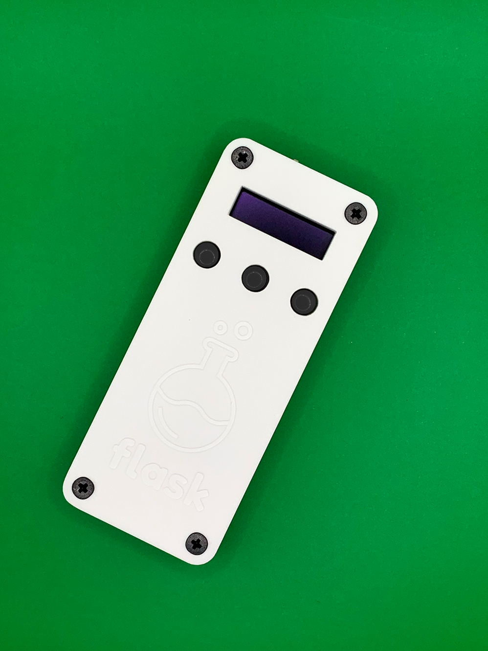 White Flask with Black Buttons