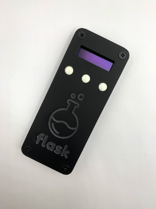 Black Flask with White Buttons