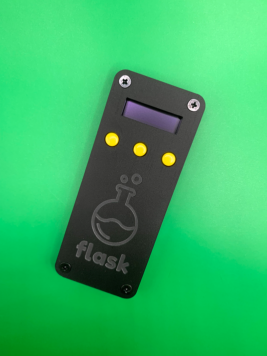 Black Flask with Yellow Buttons